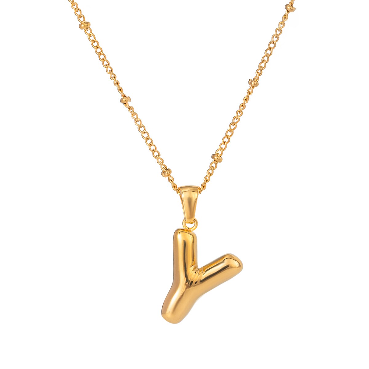 Gold color / 1 Piece Simple Casual Style Letter Y Shape Stainless Steel 18K Gold Plated Women's Pendant Necklace Picture20